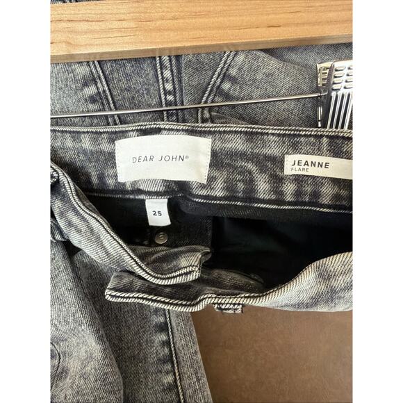 Dear Jonn Washed Black Jeanne Flare Pants Button Front Black #1209 Size 25 - Picture 5 of 5